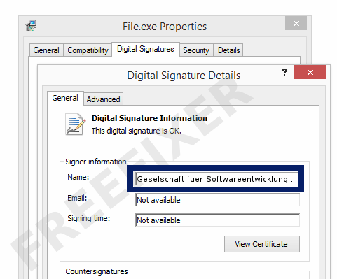 Screenshot of the Geselschaft fuer Softwareentwicklung und Analytik GmbH certificate